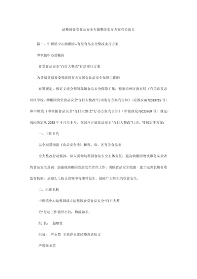 幼儿园食堂食品安全专项整治实施方案相关范文.docx