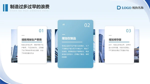 蓝色简约商务精益生产八大浪费PPT模板