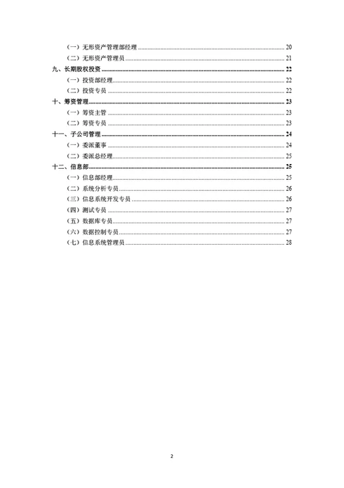 公司企业岗位职责汇编（按管理职能划分）