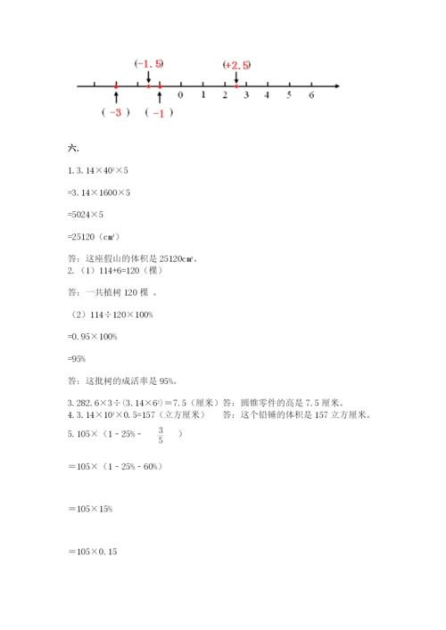 苏教版六年级数学下学期期末测试题完整答案.docx
