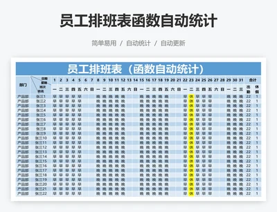 员工排班表函数自动统计
