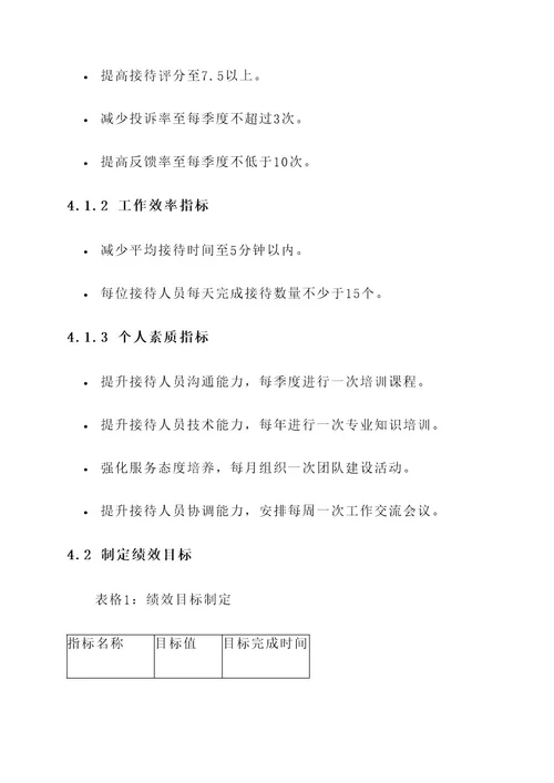 接待管理绩效目标分解方案