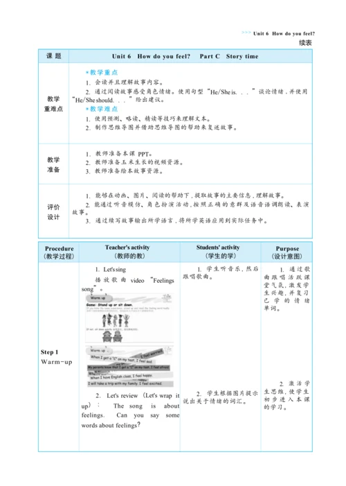 Unit 6 How do you feel Part C   Story time大单元整体教学设