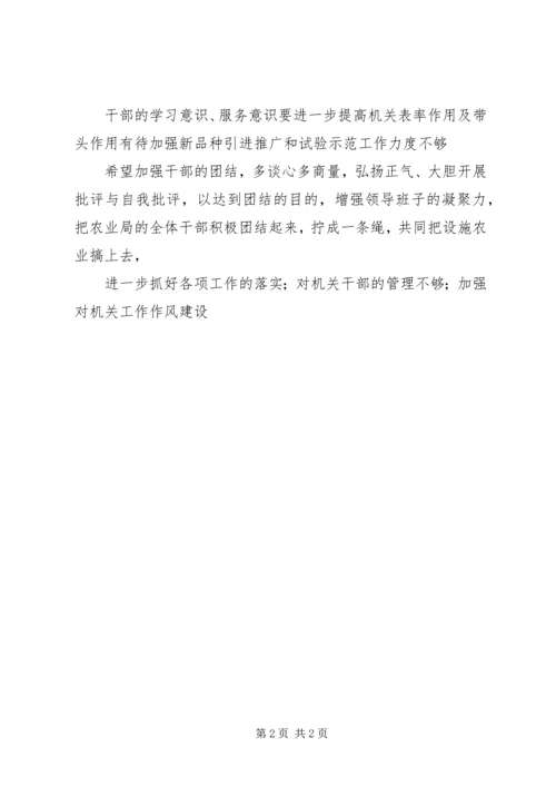 对农业局党委班子及成员的意见建议范文 (3).docx