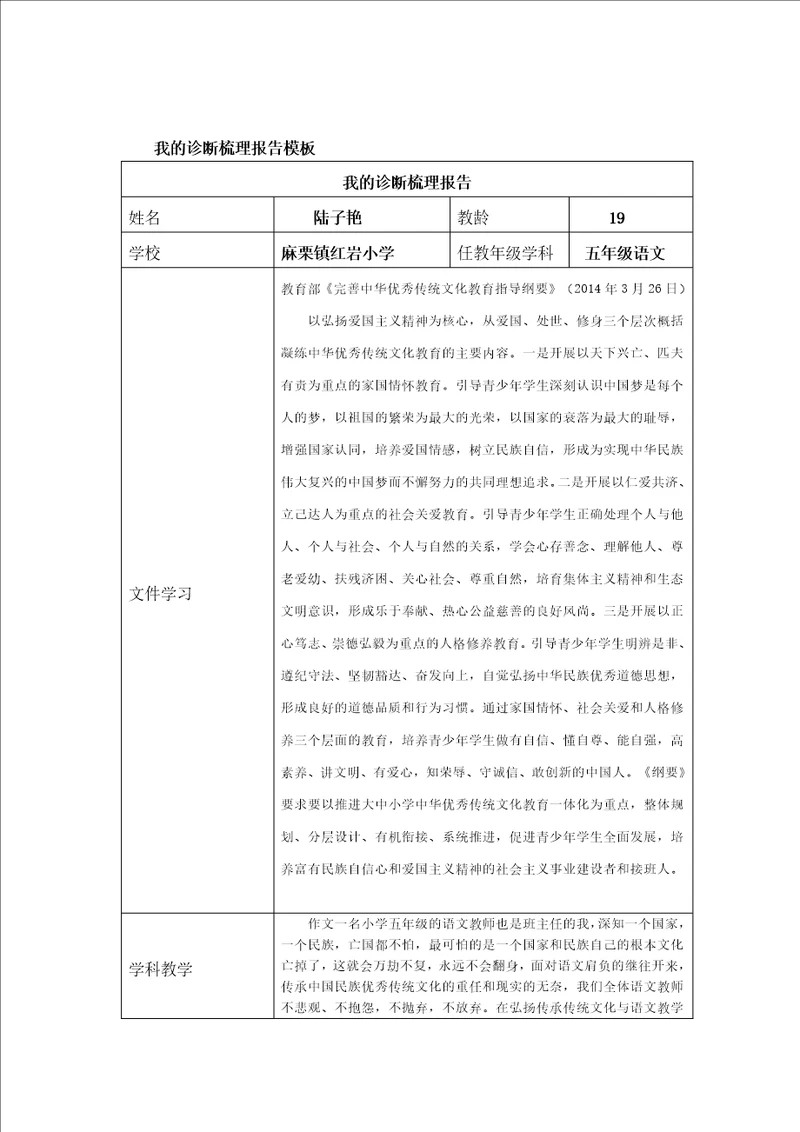 作业我的诊断梳理报告