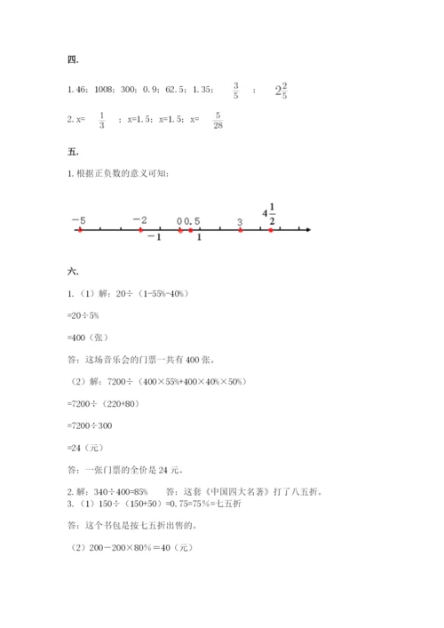 人教版数学小升初模拟试卷及参考答案（a卷）.docx