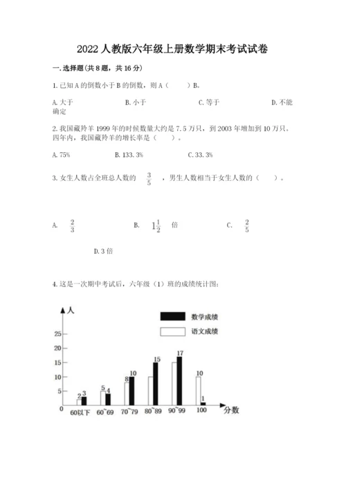 2022人教版六年级上册数学期末考试试卷含答案【考试直接用】.docx