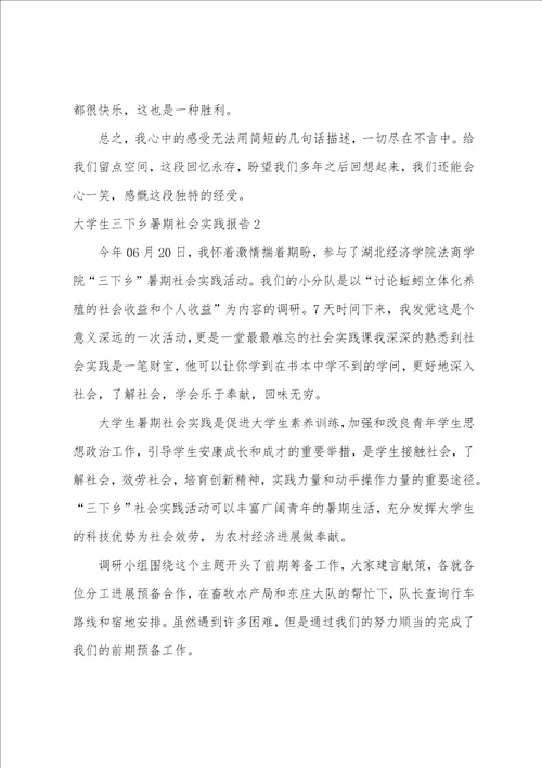 大学生三下乡暑期社会实践报告4篇