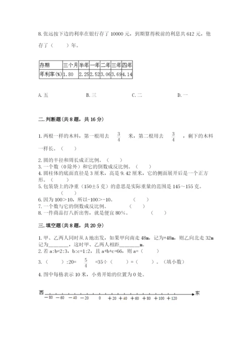 北师大版小学六年级下册数学期末综合素养测试卷带答案（综合卷）.docx