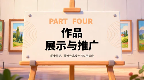 橙黄色卡通风艺术作品集PPT