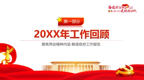 两会政府工作报告通用PPT党课模板