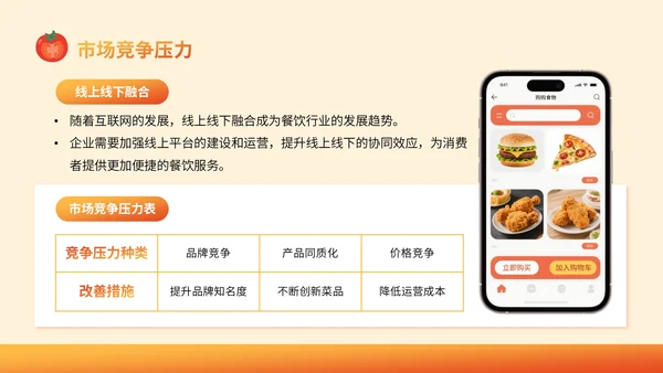 橙色插画风餐饮：餐饮行业消费报告总结