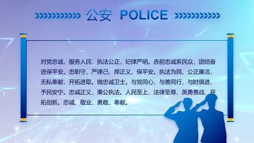 蓝色公安警察年终工作总结汇报PPT