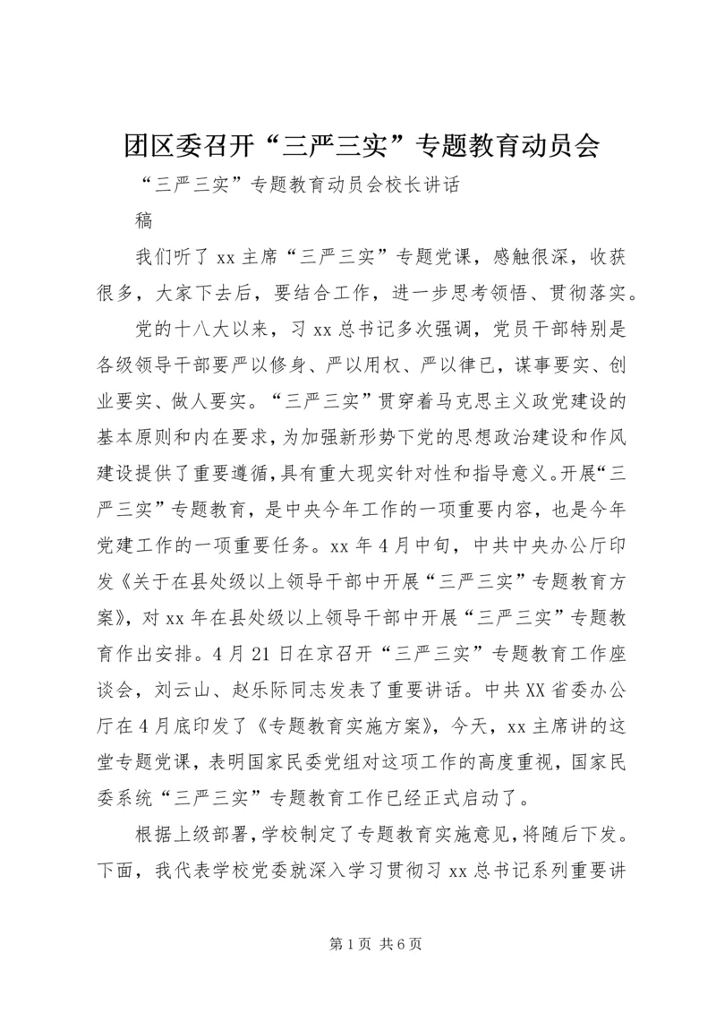 团区委召开“三严三实”专题教育动员会.docx