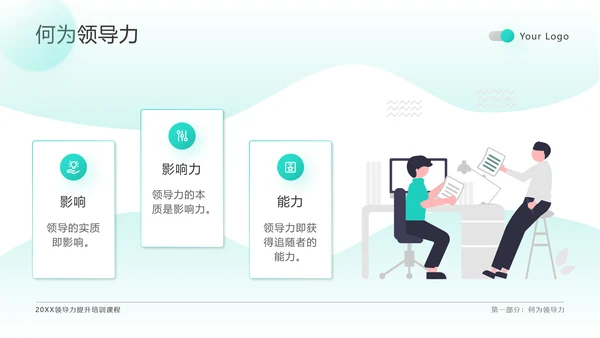 绿色扁平领导力培训通用PPT模板