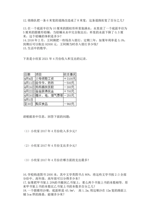 小升初数学应用题50道含答案（考试直接用）.docx