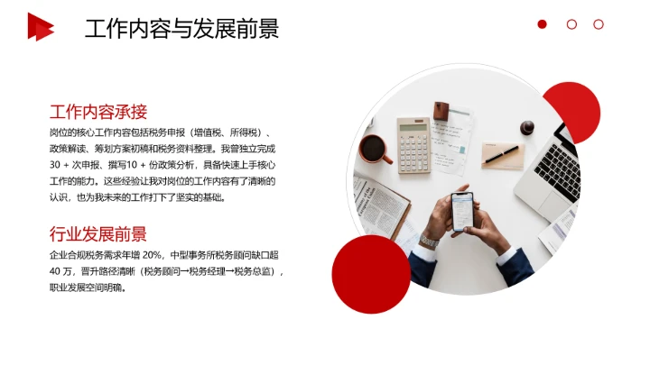 红色商务风会计专业大学生求职综合能力展示职业生涯规划通用PPT模版