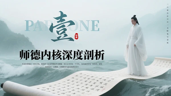 绿色古风教师师德培训PPT通用模板