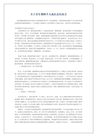 关于青年教师个人成长总结范文