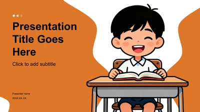 橙色卡通风学生期末表现与成长亮点PPT主题