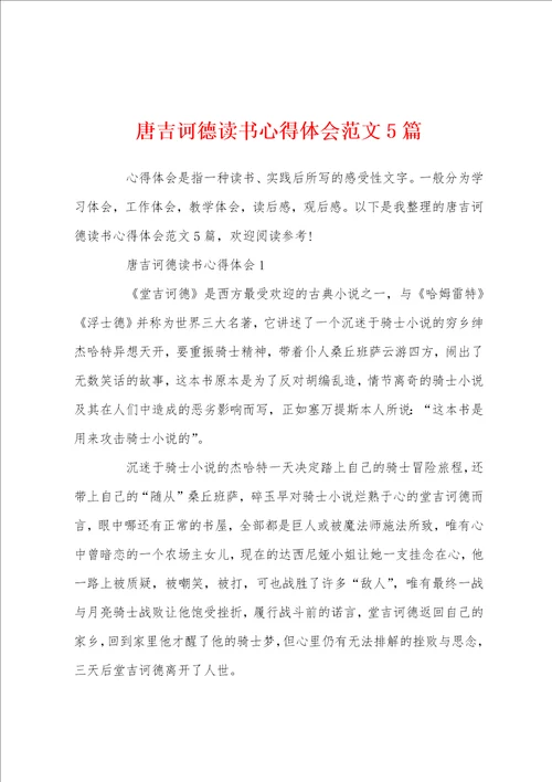 唐吉诃德读书心得体会范文5篇