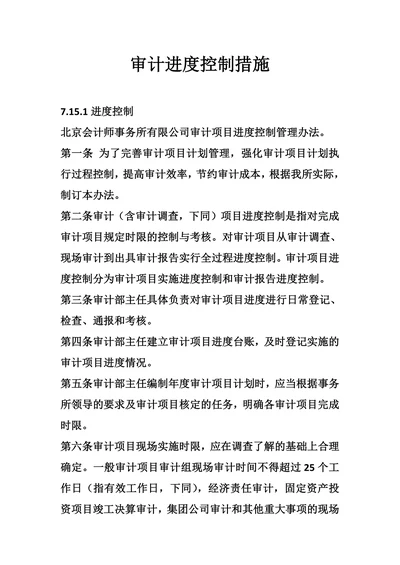 审计进度控制措施