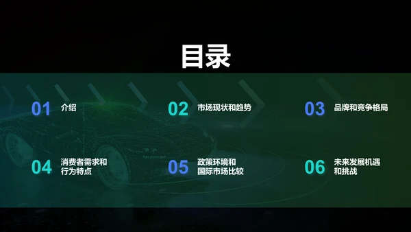 黑色创意酷炫新能源汽车市场分析PPT模板