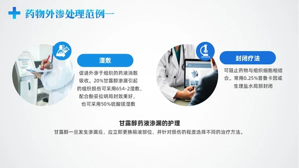蓝色简约药液外渗的应急预案及处理PPT模板宣传PPT动态PPT护理医疗
