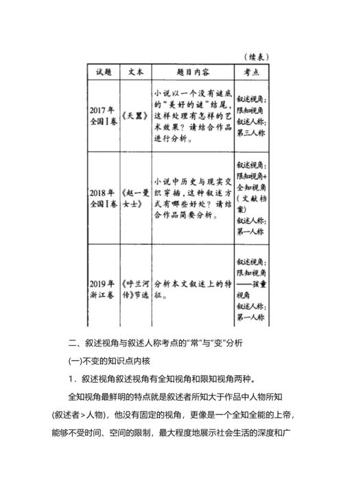 高考小说叙述视角与叙述人称考点教学途径.docx