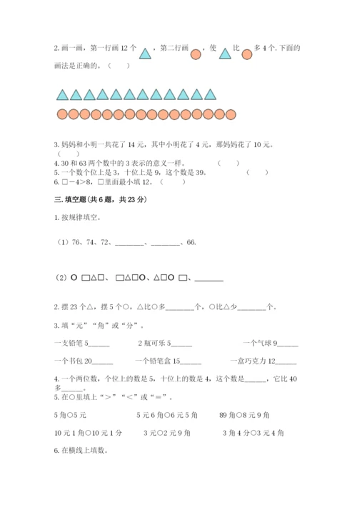 小学一年级下册数学期末测试卷附参考答案（模拟题）.docx