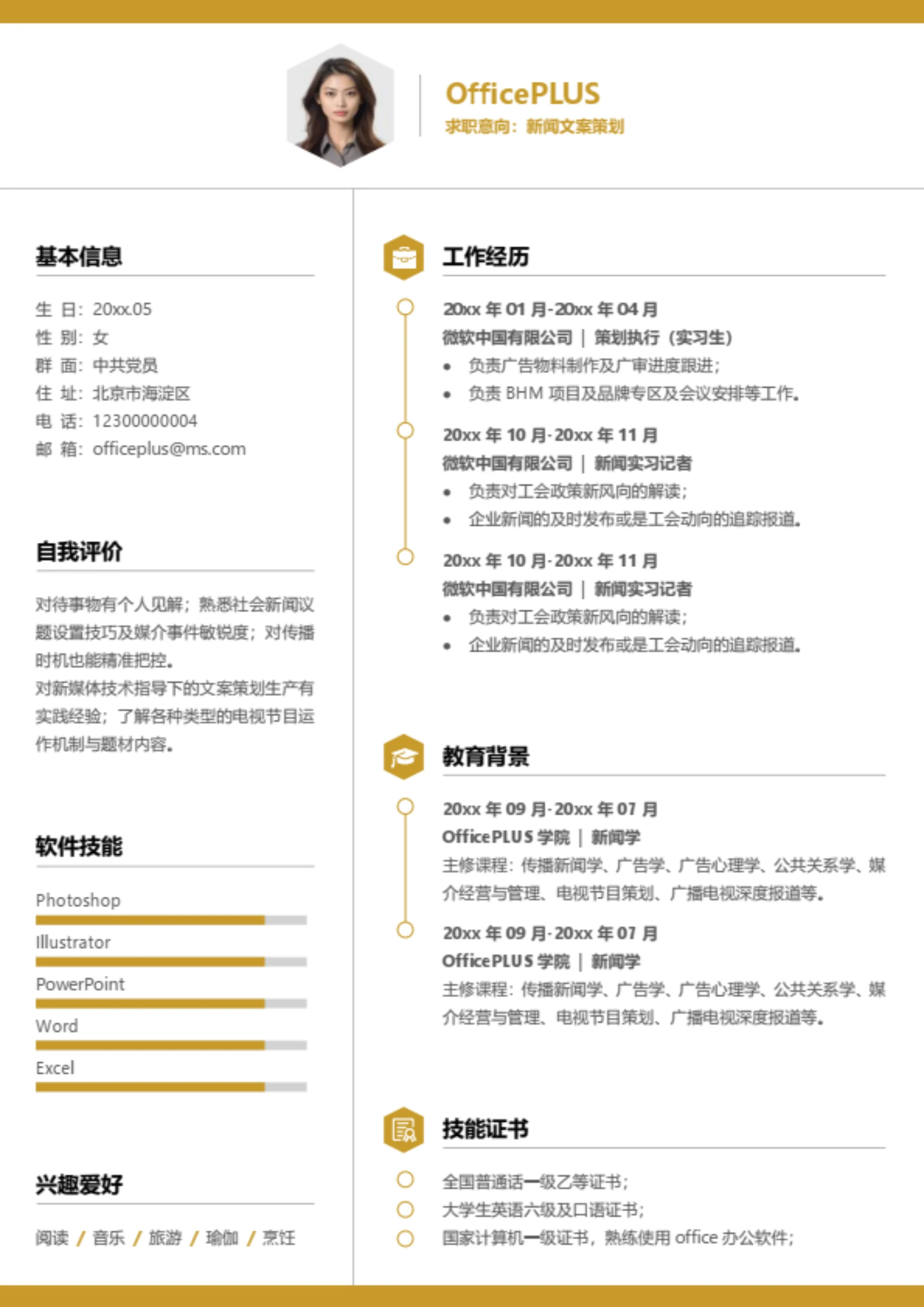 房地产资产管理专员简历模板