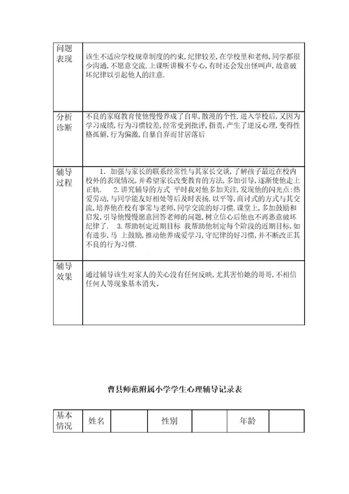 小学生心理辅导记录表共9页