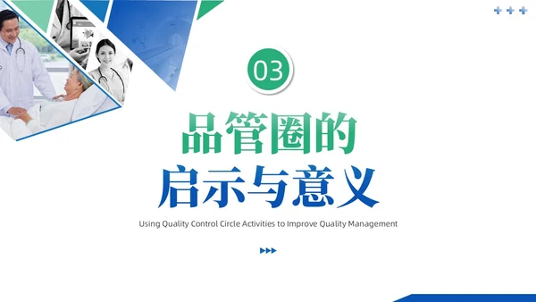 蓝绿色商务风QCC品管圈医疗质量管理品管圈医务人员培训