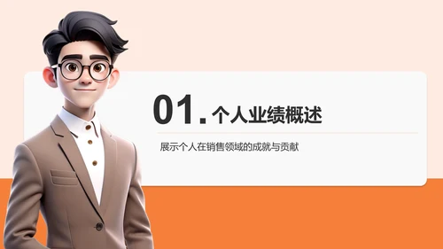 橙色3D风销售主管述职报告PPT模板