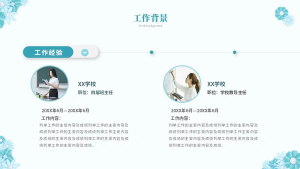 绿色淡雅立体花卉教师述职报告工作总结工作计划PPT