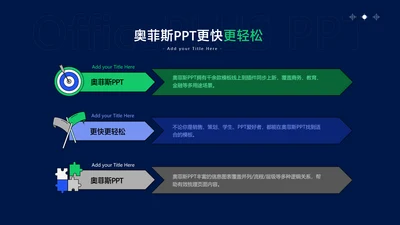 商务风蓝色并列关系3项PPT单页