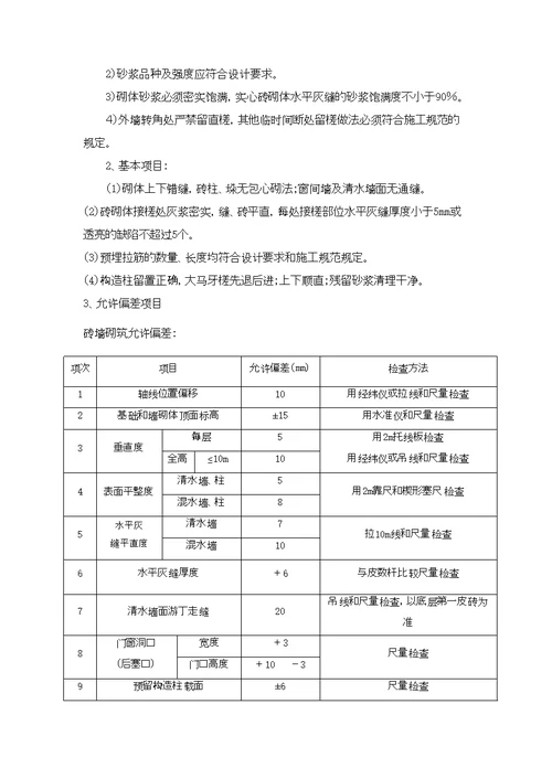 砖砌墙施工方案