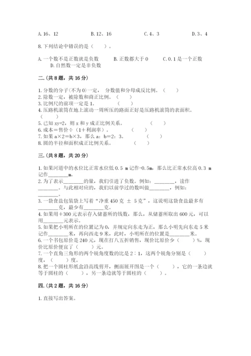 苏教版六年级数学小升初试卷附参考答案（满分必刷）.docx