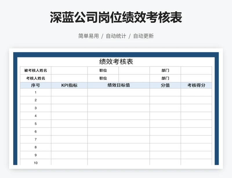 深蓝公司岗位绩效考核表