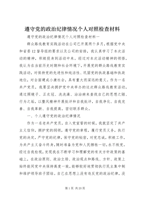 遵守党的政治纪律情况个人对照检查材料 (2).docx