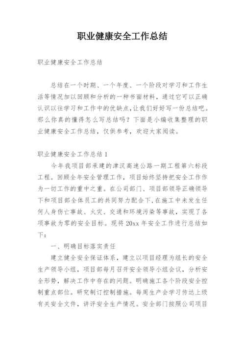 职业健康安全工作总结.docx