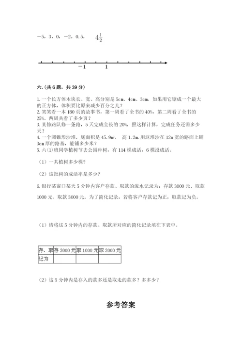 河南省平顶山市六年级下册数学期末考试试卷（能力提升）.docx