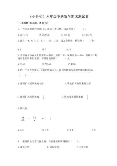 （小升初）六年级下册数学期末测试卷及参考答案（巩固）.docx