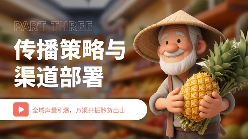 橙红色3D卡通农产品发布会宣传PPT