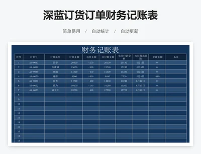 深蓝订货订单财务记账表