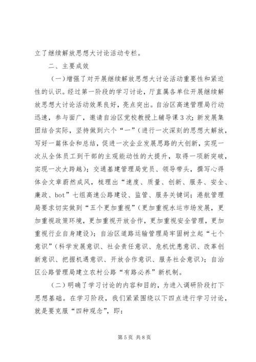 开展继续解放思想大讨论活动第一阶段工作情况汇报 (7).docx