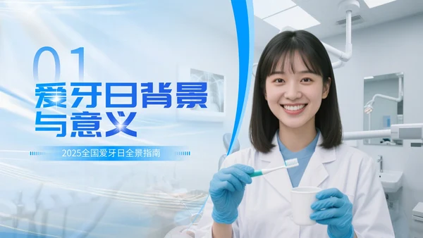 蓝白简约爱牙日口腔宣传模板