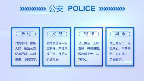 蓝色科技感公安警察工作学习动态PPT