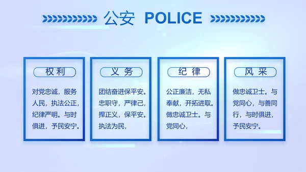 蓝色科技感公安警察工作学习动态PPT