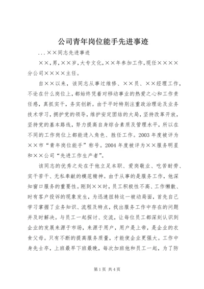 公司青年岗位能手先进事迹.docx